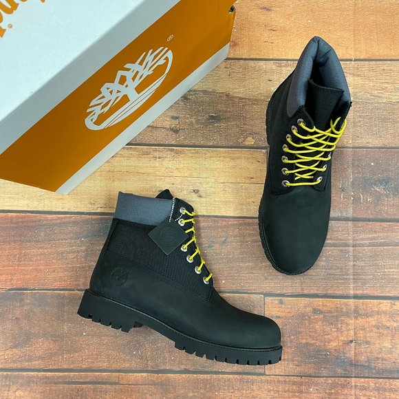 Timberland Men's Heritage 6" Black Regeneratve Leather Waterproof Boots